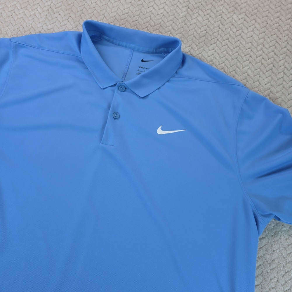 Nike Dri-FIT Mens Short Sleeve Golf Polo Shirt Light Blue XL Carolina Blue